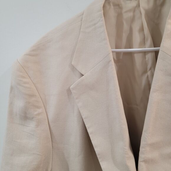 Kings Court Mens Size 52 Tall Linen Blend Blazer Cream - Picture 9 of 12